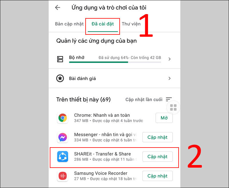 Nhấn v&agrave;o ứng dụng bạn muốn chia sẻ